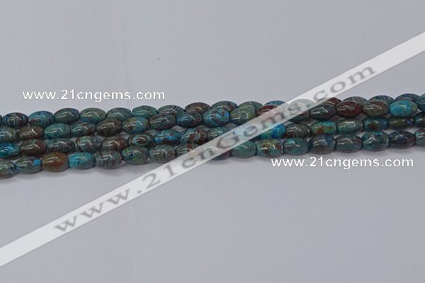 CAG9510 15.5 inches 5*8mm rice blue crazy lace agate beads