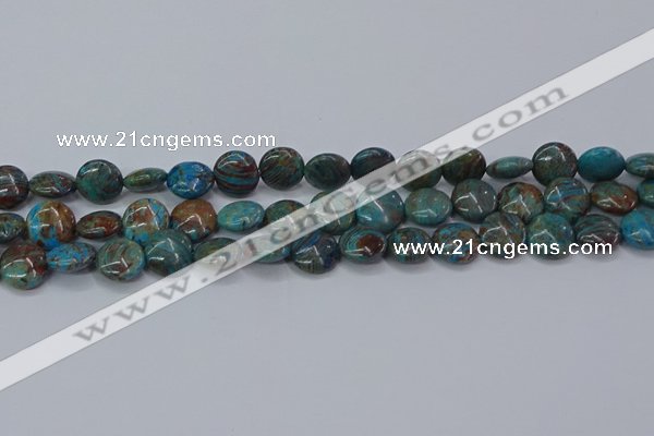 CAG9514 15.5 inches 12mm flat round blue crazy lace agate beads