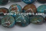 CAG9515 15.5 inches 14mm flat round blue crazy lace agate beads