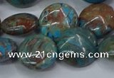 CAG9516 15.5 inches 16mm flat round blue crazy lace agate beads