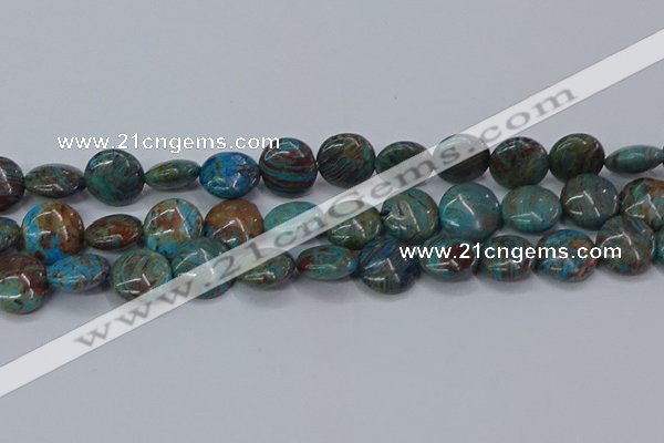 CAG9516 15.5 inches 16mm flat round blue crazy lace agate beads