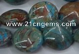 CAG9517 15.5 inches 18mm flat round blue crazy lace agate beads