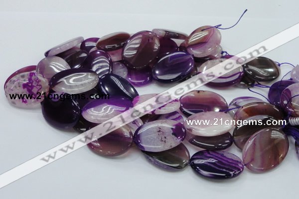 CAG952 15.5 inches 22*30mm oval purple agate gemstone beads