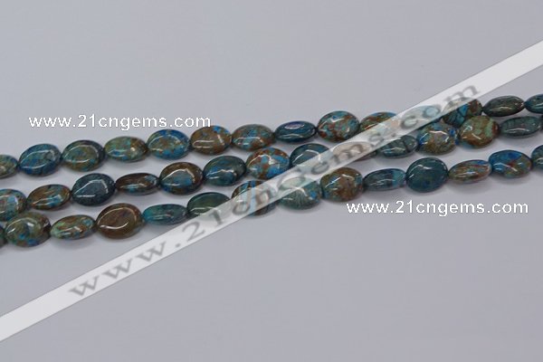 CAG9520 15.5 inches 10*14mm oval blue crazy lace agate beads