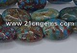 CAG9522 15.5 inches 13*18mm oval blue crazy lace agate beads