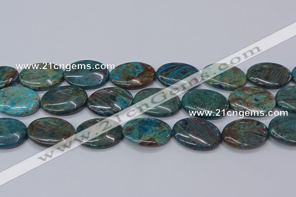 CAG9524 15.5 inches 18*25mm oval blue crazy lace agate beads