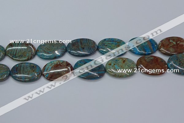 CAG9526 15.5 inches 25*35mm oval blue crazy lace agate beads