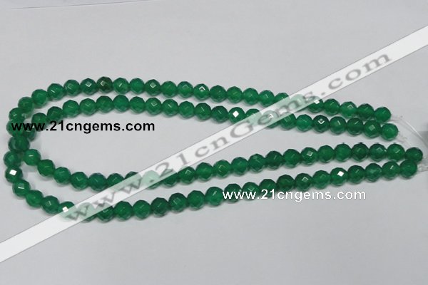 CAG955 15.5 inches 8mm faceted round green agate gemstone beads