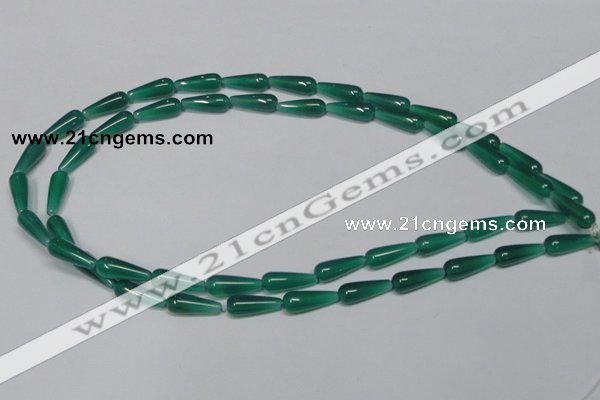 CAG957 15.5 inches 6*16mm teardrpop green agate gemstone beads