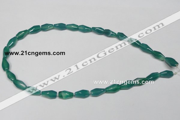 CAG958 15.5 inches 8*14mm faceted rice green agate gemstone beads