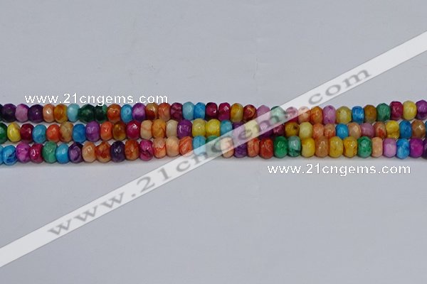 CAG9584 15.5 inches 4*6mm faceted rondelle crazy lace agate beads