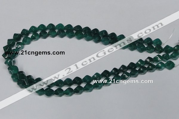 CAG960 15.5 inches 8*10mm twisted rice green agate gemstone beads