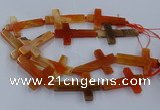 CAG9628 15.5 inches 32*48mm - 35*50mm cross dragon veins agate beads