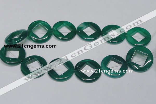 CAG966 15.5 inches 32mm donut green agate gemstone beads wholesale