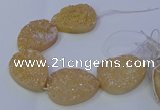 CAG9671 7.5 inches 30*40mm teardrop champagne plated druzy agate beads