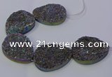 CAG9674 7.5 inches 30*40mm teardrop rainbow plated druzy agate beads