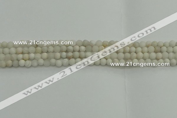 CAG9700 15.5 inches 4mm round matte grey agate beads wholesale