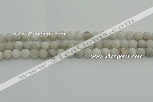 CAG9702 15.5 inches 8mm round matte grey agate beads wholesale