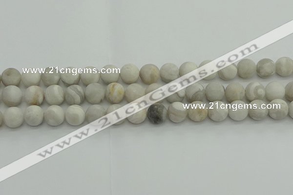 CAG9703 15.5 inches 10mm round matte grey agate beads wholesale