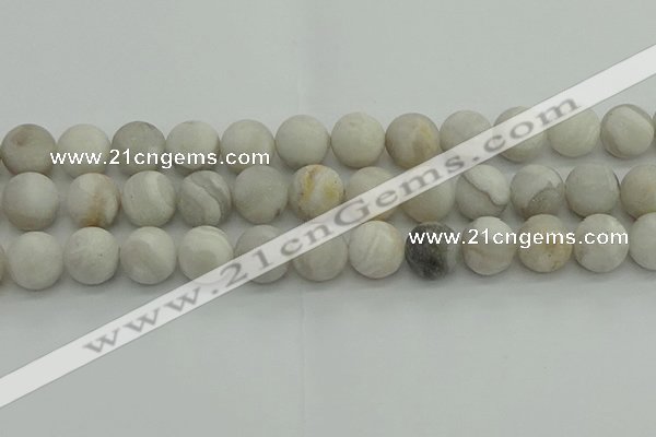 CAG9705 15.5 inches 14mm round matte grey agate beads wholesale