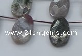 CAG9746 Top drilled 13*22mm faceted flat teardrop Indian agate beads