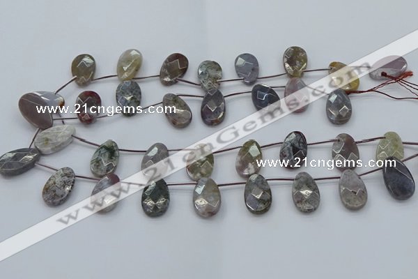 CAG9746 Top drilled 13*22mm faceted flat teardrop Indian agate beads