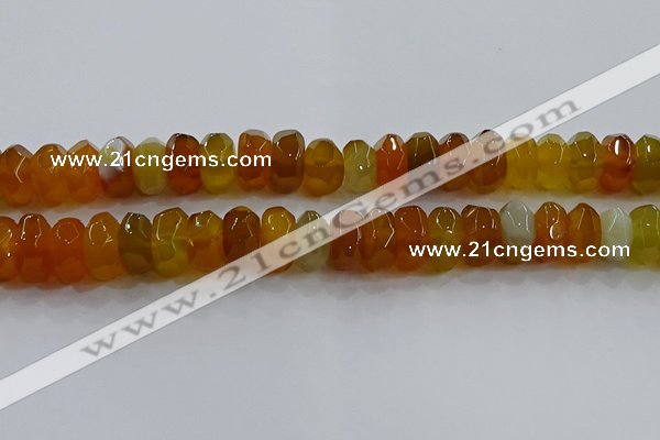 CAG9762 15.5 inches 8*16mm faceted rondelle agate gemstone beads