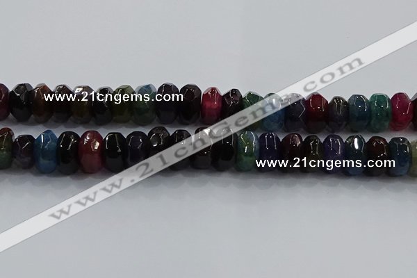 CAG9771 15.5 inches 8*16mm faceted rondelle agate gemstone beads