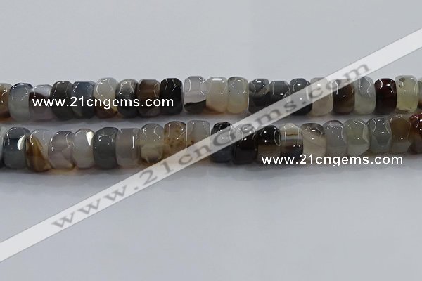 CAG9775 15.5 inches 8*16mm faceted rondelle agate gemstone beads