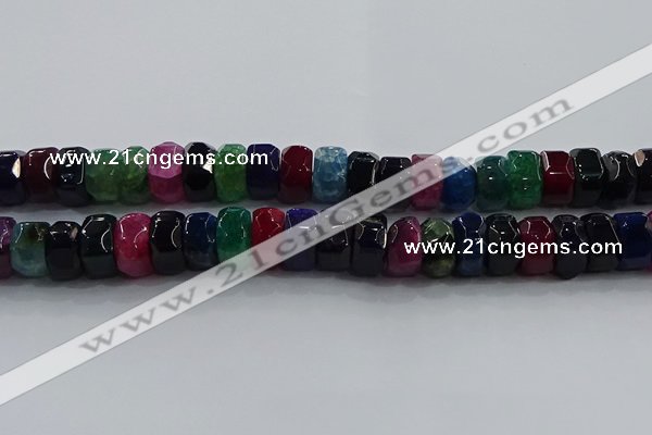 CAG9788 15.5 inches 8*16mm faceted rondelle agate gemstone beads