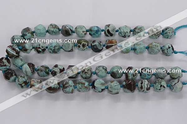 CAG9801 15.5 inches 12*14mm - 14*16mm faceted nuggets ocean agate beads