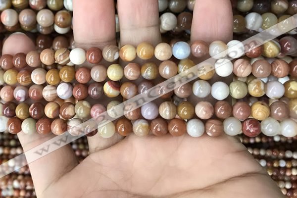 CAG9805 15.5 inches 6mm round wood agate beads wholesale