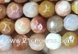 CAG9810 15.5 inches 4mm faceted round wood agate beads wholesale