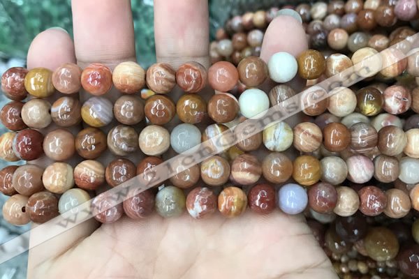 CAG9812 15.5 inches 8mm faceted round wood agate beads