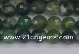 CAG9824 15.5 inches 6mm faceted round moss agate beads