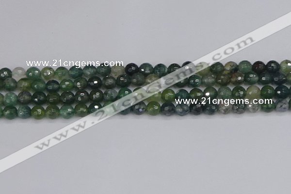 CAG9824 15.5 inches 6mm faceted round moss agate beads