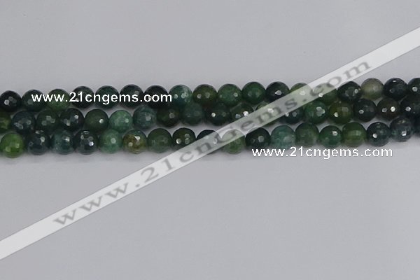 CAG9825 15.5 inches 8mm faceted round moss agate beads