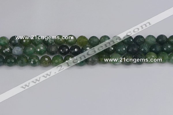 CAG9826 15.5 inches 10mm faceted round moss agate beads