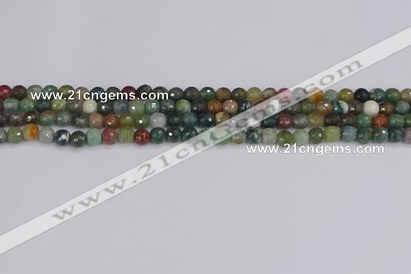 CAG9830 15.5 inches 4mm faceted round Indian agate beads