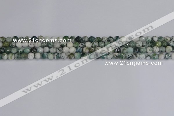 CAG9837 15.5 inches 4mm faceted round tree agate beads