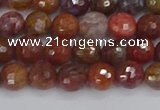 CAG9845 15.5 inches 4mm faceted round red moss agate beads