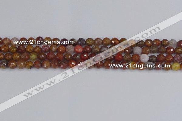 CAG9845 15.5 inches 4mm faceted round red moss agate beads