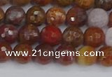 CAG9846 15.5 inches 6mm faceted round red moss agate beads