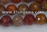 CAG9847 15.5 inches 8mm faceted round red moss agate beads