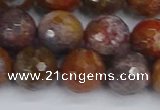 CAG9848 15.5 inches 10mm faceted round red moss agate beads