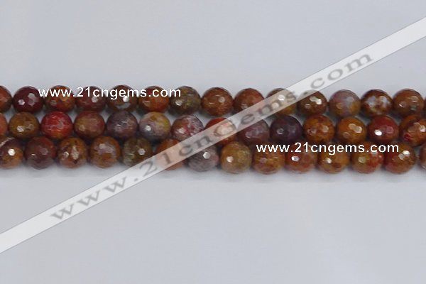 CAG9848 15.5 inches 10mm faceted round red moss agate beads