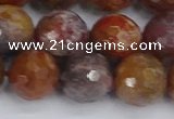 CAG9849 15.5 inches 12mm faceted round red moss agate beads