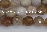 CAG9854 15.5 inches 8mm faceted round ocean fossil agate beads