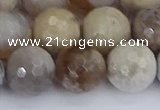 CAG9856 15.5 inches 12mm faceted round ocean fossil agate beads