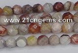 CAG9860 15.5 inches 4mm faceted round Mexican crazy lace agate beads